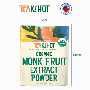 TEAki Hut Organic Monk Fruit Sweetener, 4oz, Zero-Calorie & Keto, 365 Servings